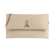 Metallic Fly Clutch met Afneembare Ketting Patrizia Pepe , Beige , Dam...