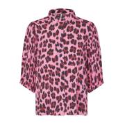 Luipaardprint Shirt in Neon Pink Lollys Laundry , Pink , Dames