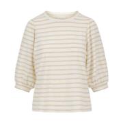 Gestreepte Pofmouw Jersey Top Zusss , Beige , Dames