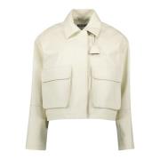 Stijlvolle witte leren jas Moschino , White , Dames