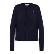 Wol wollen cardigan met logo Ami Paris , Blue , Dames