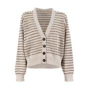 Gestreepte Cardigan met Luminous Draad Brunello Cucinelli , Brown , Da...