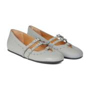 Elegante Leren Schoenen met Gespen Munthe , Gray , Dames