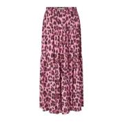 Luipaardprint Maxi Rok Neon Roze Lollys Laundry , Pink , Dames