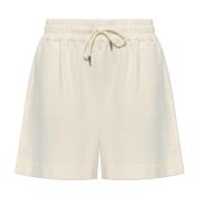 Katoenen shorts met logopatch Moncler , Beige , Dames