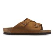 Mink Suède Leren Sandalen Birkenstock , Brown , Heren