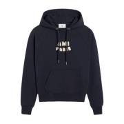 Navy Blue Hoodie Stijlvol Ami Paris , Blue , Heren