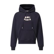 Hoodie met logostiksel Ami Paris , Blue , Heren