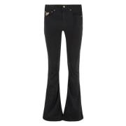 Flared broek met logopatches Lois , Black , Dames