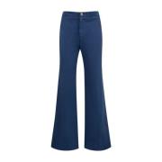 Blauwe Flare Katoenen Broek Chloé , Blue , Dames