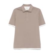 Olijf Polo Shirt Gelaagd Korte Mouwen Brunello Cucinelli , Gray , Here...