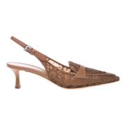 Petal leather mesh slingback Baldinini , Beige , Dames