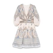 Korte Geplooide Jurk met Ballonmouwen Zimmermann , Multicolor , Dames