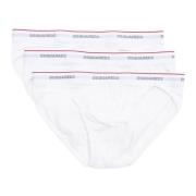 Effen Briefs 3-Pack met Logo Taille Dsquared2 , White , Heren