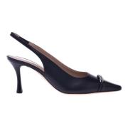 Zwarte en Nude Leren Slingback Baldinini , Black , Dames