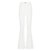 Ivoor Crêpe Broek met Zijrits Elisabetta Franchi , Beige , Dames