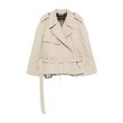 Beige Oversize Katoenen Trenchcoat Balenciaga , Beige , Dames