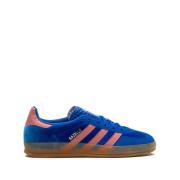 Blauwe Velvet Sneakers Logo Stempel Adidas , Blue , Dames