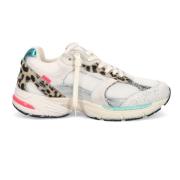 Sneakers met Luipaardprint en Turquoise Hiel Crime London , Multicolor...