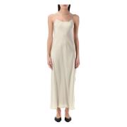 Beige 2-Way Slip Jurk Scoop Neckline LOW Classic , Beige , Dames