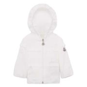 Witte Nylon Kinderjas met Volants Moncler , White , Unisex