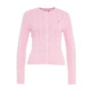 Gebreide Cardigan met Logo Borduursel Polo Ralph Lauren , Pink , Dames