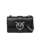 Zwarte Flap Tas met Love Birds Pinko , Black , Dames