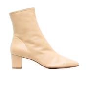 Zwarte leren enkellaarzen By FAR , Beige , Dames