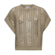 Beige Netbrei Sweater Brunello Cucinelli , Beige , Dames