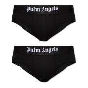 Twee-pack slips met logo Palm Angels , Black , Heren