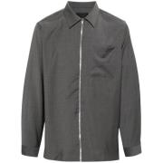 Logo Plaque Zip-Up Shirt Givenchy , Gray , Heren