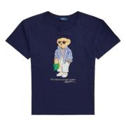 Navy Polo Bear Katoen Tee Polo Ralph Lauren , Blue , Dames