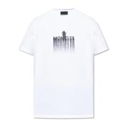 T-shirt met bedrukt logo Moncler , White , Heren