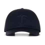 Blauwe Baseballpet met Logo Borduursel Tom Ford , Blue , Heren