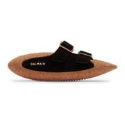 Leren en kurken muilen Balmain , Black , Heren