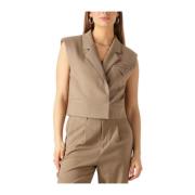 Korte Vest Blazer in Kameel Copenhagen Muse , Brown , Dames