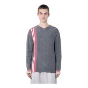 Contrastpaneel V-hals Sweater Kiko Kostadinov , Gray , Heren