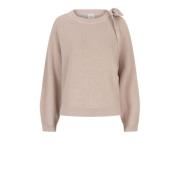 Cut-Out Bow Sweater in Sesam Beige Dante 6 , Beige , Dames