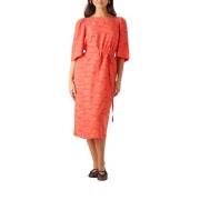 Oranje Midi Jurk met 3/4 Mouwen Object , Orange , Dames