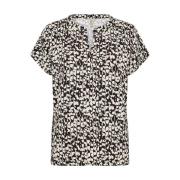 Geometrische Print V-Hals Shirt Soyaconcept , Black , Dames