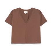 Basis V-hals T-shirt Loulou Studio , Brown , Dames