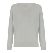 Luxe Cashmere Silk V-Hals Sweater Vince , Gray , Dames