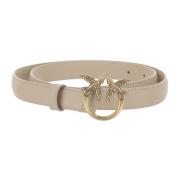 Liefdesbessen leren riem met Love Birds gesp Pinko , Beige , Dames