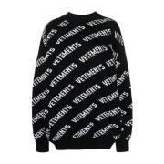 Logo-Print Gebreide Trui Vetements , Black , Dames