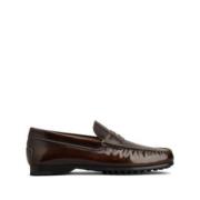 Logo Plaque Leren Loafers Tod's , Brown , Heren