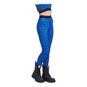 Polka Dot Lycra Leggings Elastisch Logo 4Giveness , Blue , Dames