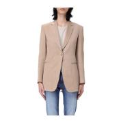 Linnen mix single-breasted blazer Dondup , Beige , Dames