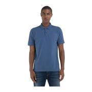 Biologisch Katoenen Polo Shirt Korte Mouw Replay , Blue , Heren