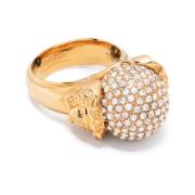 Stijlvolle Metalen Ring met Strass Versace , Yellow , Dames