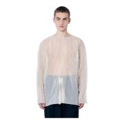 Gekreukte Lichtgewicht Crewneck Shirt Dries Van Noten , Beige , Heren